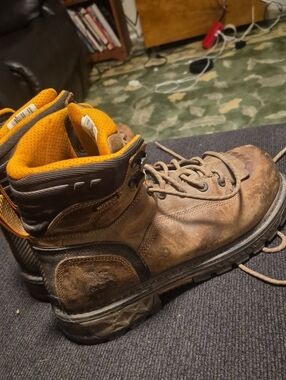 Georgia Boot Brown Leather Work Boots with Orange Lining